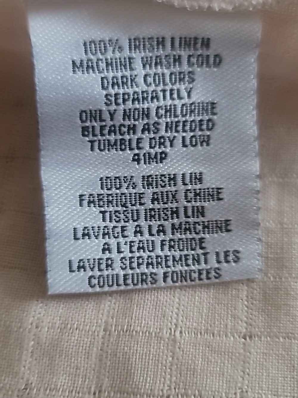 Eileen Fisher Cream Button-Front Irish Linen Lagenlook Top L - Picture 7 of 11